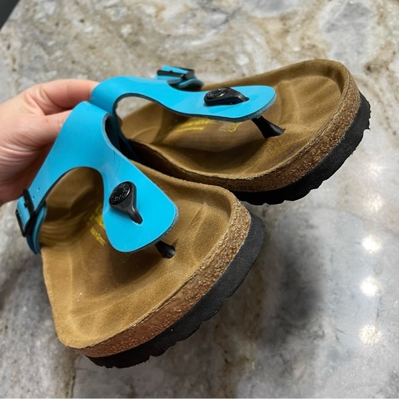 Birkenstock Birko Flor GIZEH Blue Patent 36 L9 M7 EU40 Regular/Wide ***RARE*** - Picture 8 of 11